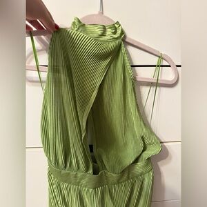Pleated Green Halter dress. Textured
